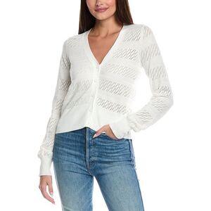 &Isla Womens  Elodie Pointelle Cardigan, White